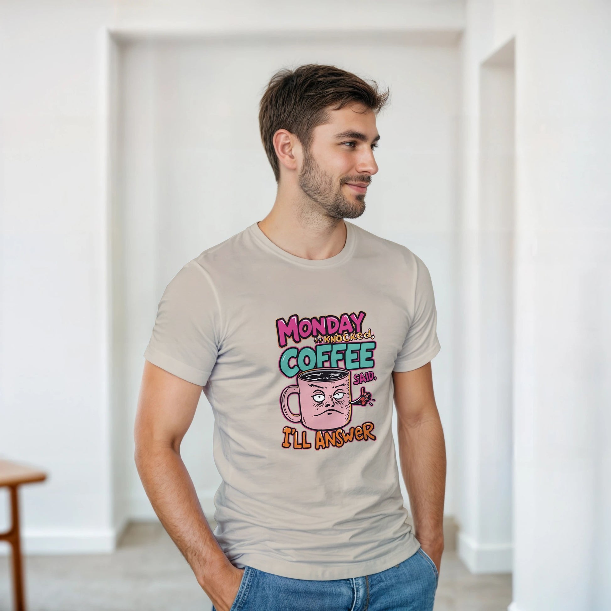 Monday Knocked, Coffee Said I'll Answer on a Heavyweight Funny Anti on a Monday T on a Shirt