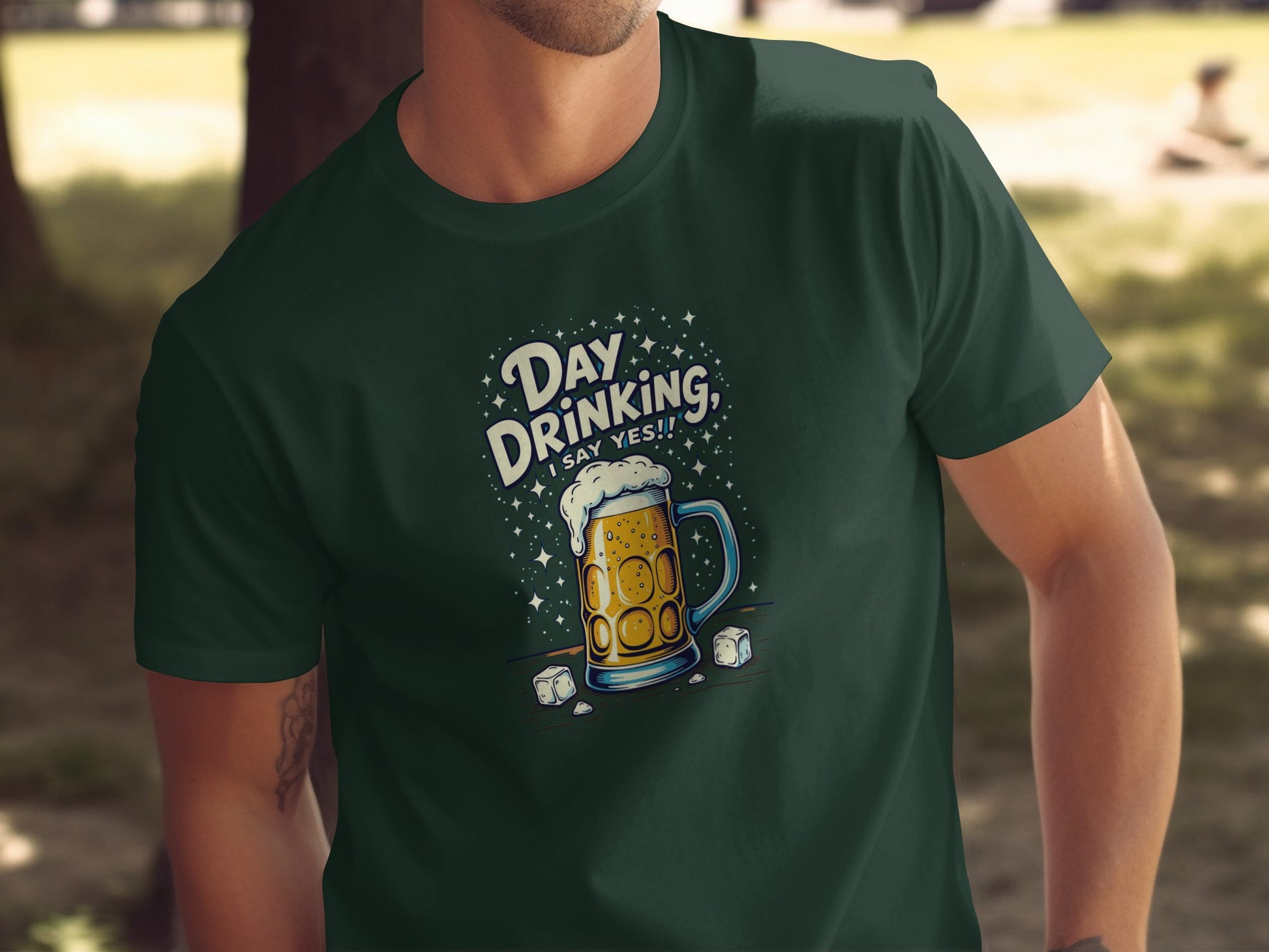 Day Drinking Say Yes Beer Mug Green T-shirt