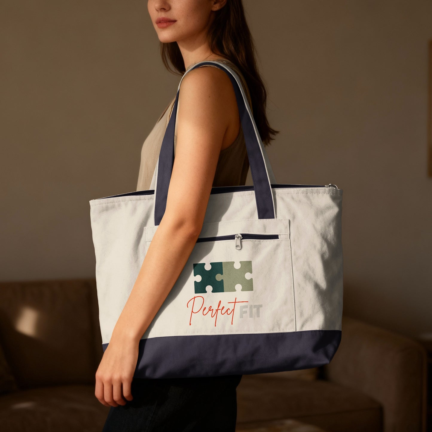 Perfect Fit Puzzle Graphic Large Everyday Tote Bag