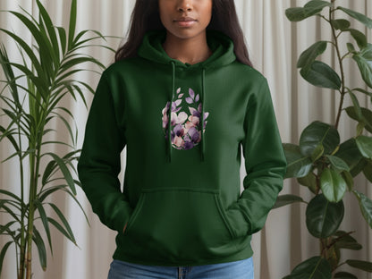 Elegant Green Hoodie with Floral Design Apparel