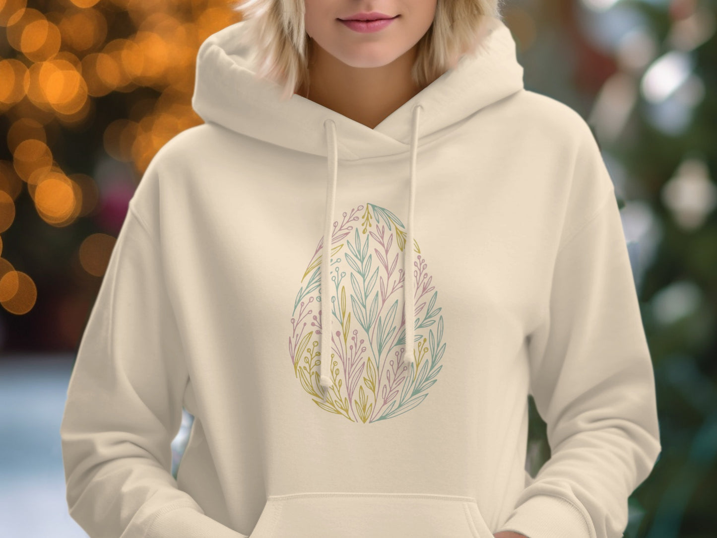 Cozy Hoodie with Intricate Leaf Pattern Design