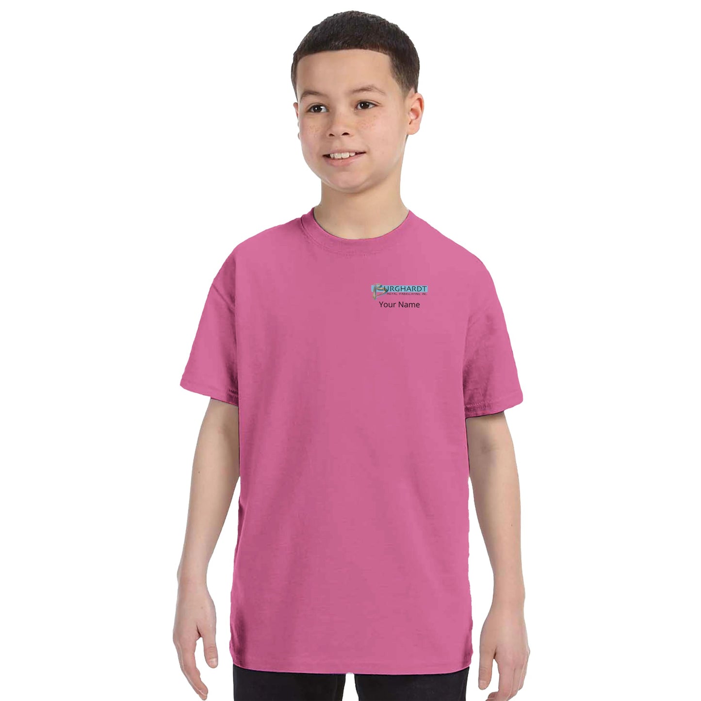 Burghardt Metal Fabricating, Inc., logo on a Kids Crewneck T-shirt