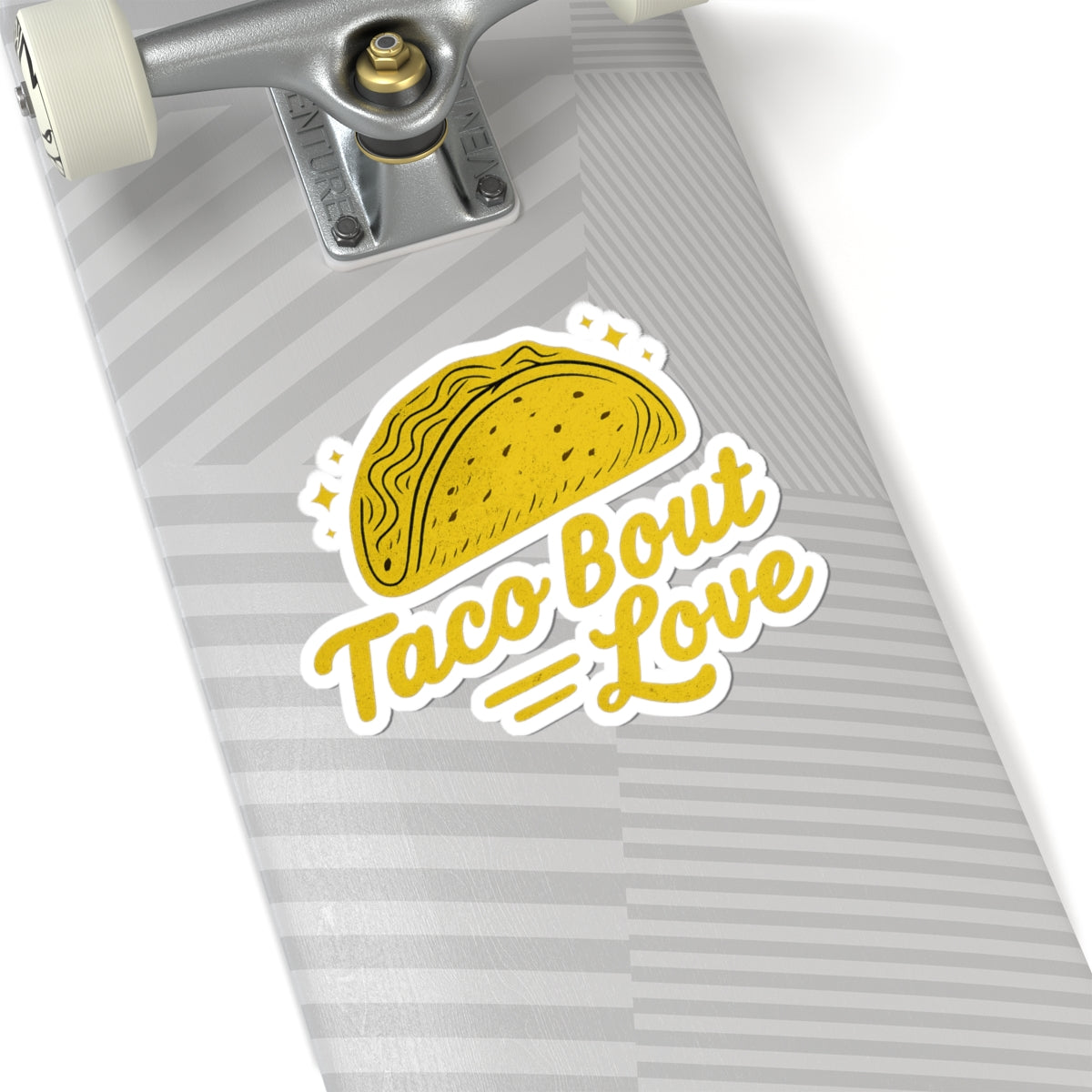 Taco 'Bout Love phrase with a Bold & Playful design on Kiss-Cut Stickers