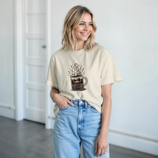 Monday Knocked, Coffee Answered on a Heavyweight Humorous Coffee Lover T on a Shirt