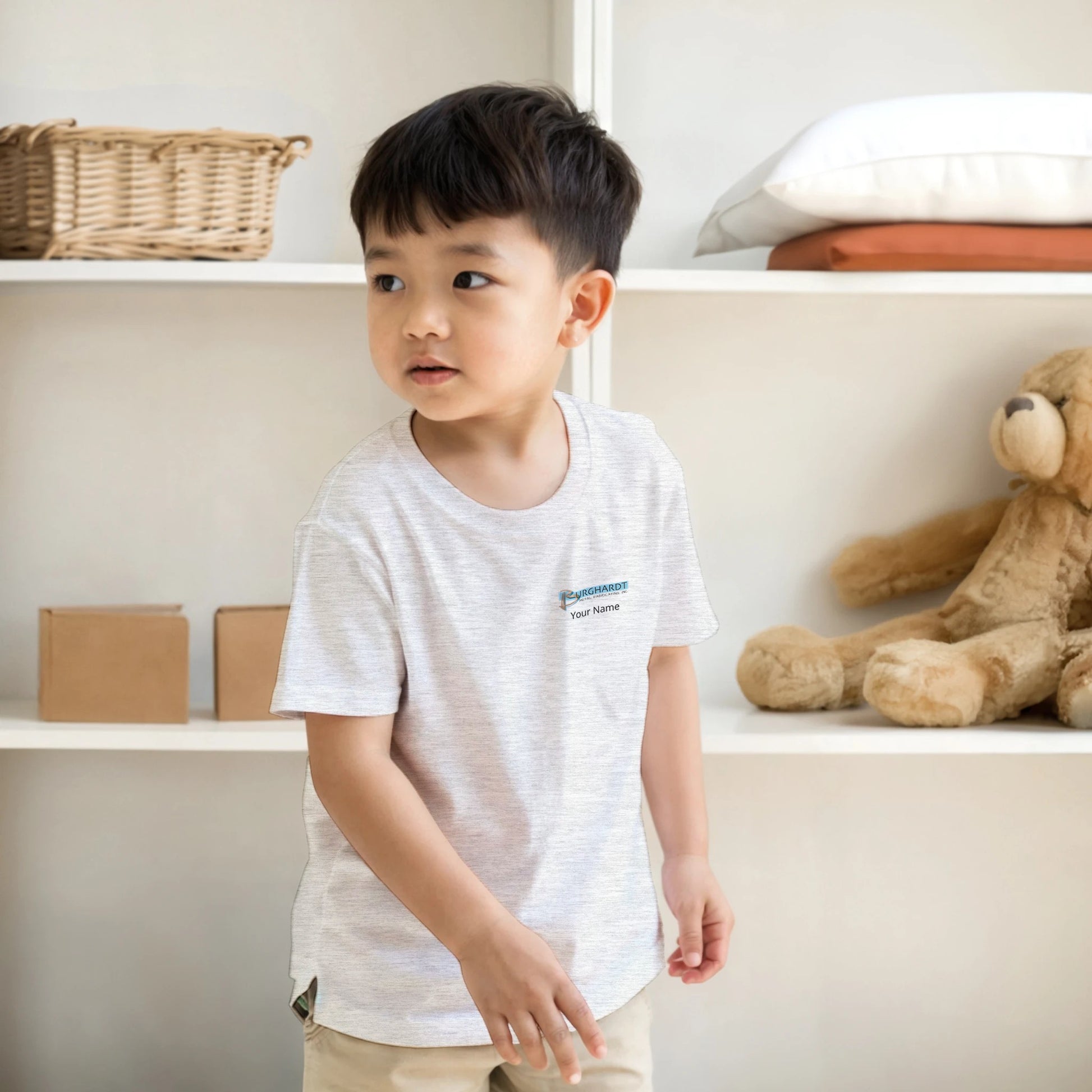 Burghardt Metal Fabricating, Inc., logo on a Kids Crewneck T-shirt