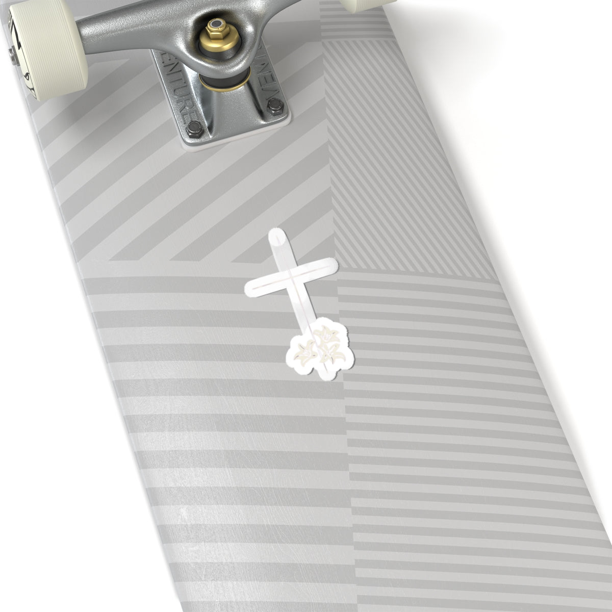 White Cross Lilies Floral Design Religious Symbol Sticker product type