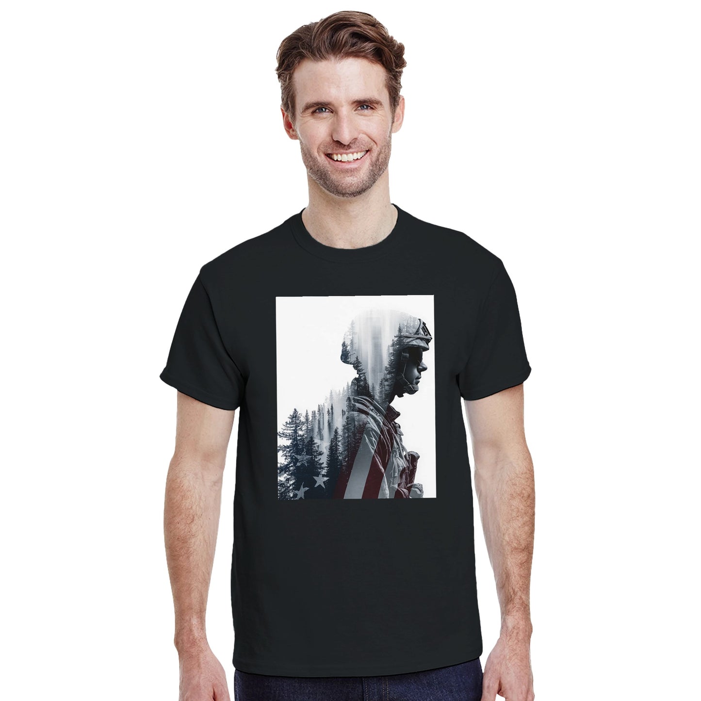 Patriotic Spirit Double Exposure on a heavyweight t-shirt