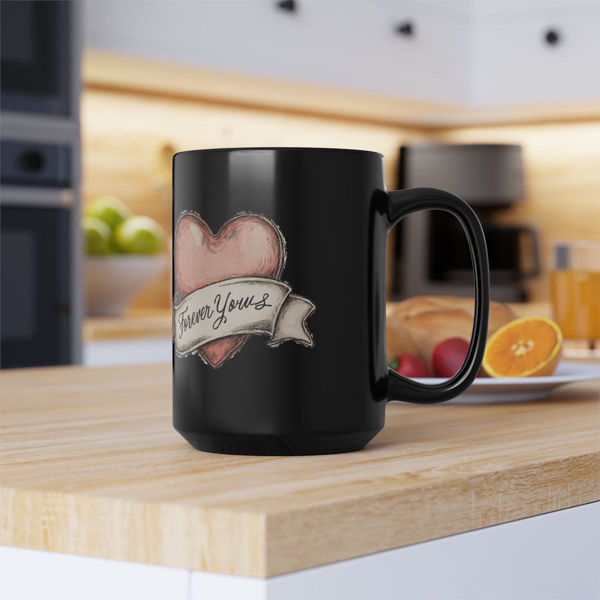Forever Yours Heart Orange Breakfast Scene Mug