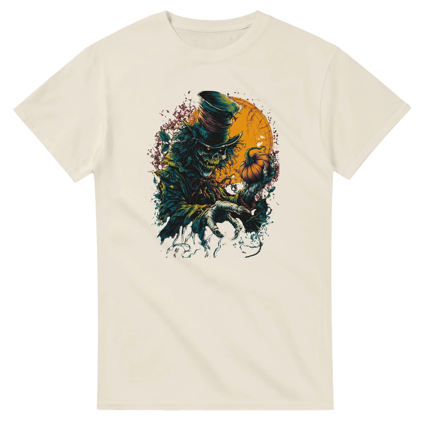Sinister Pumpkin Scarecrow on a Heavyweight T-shirt