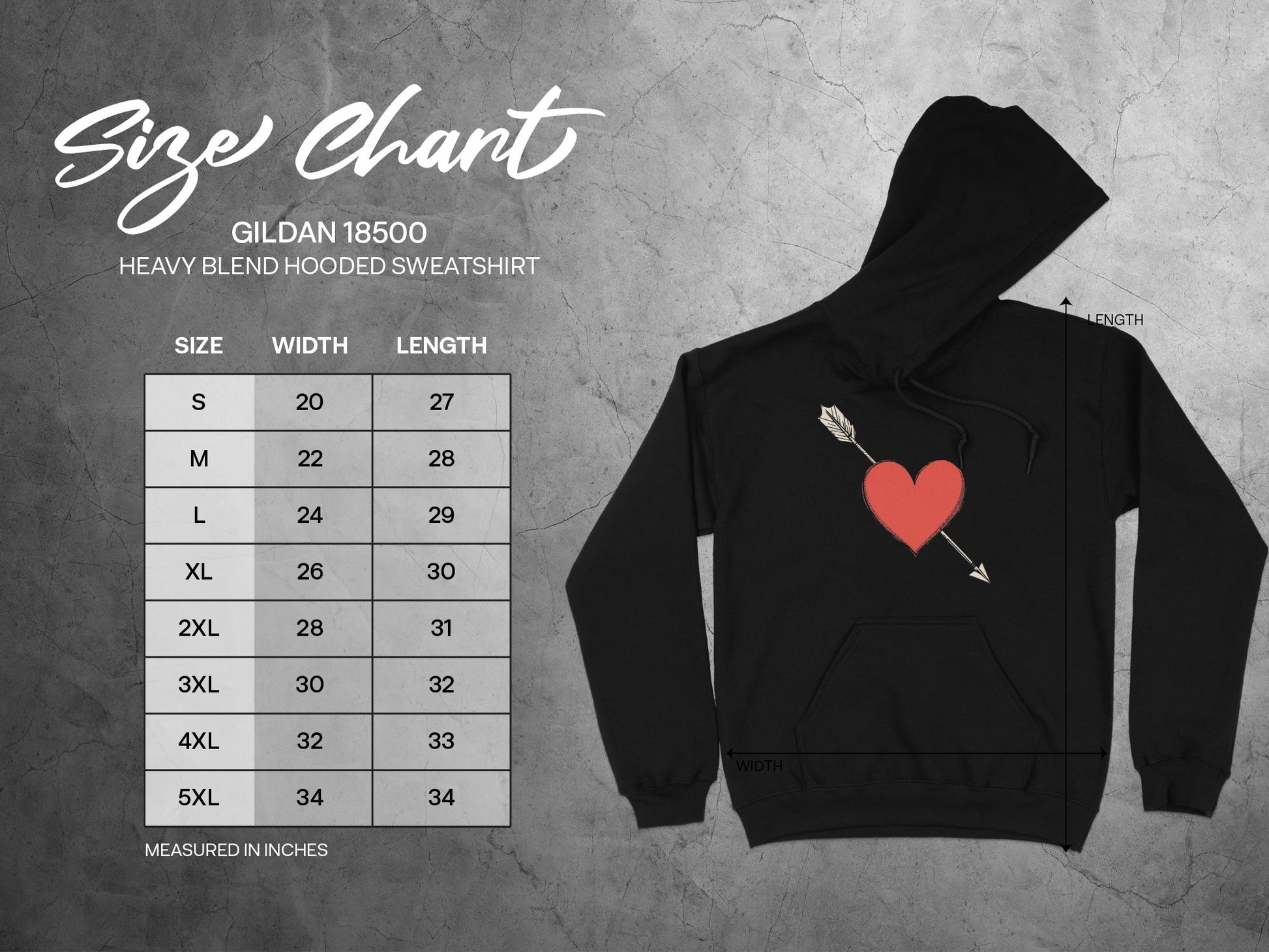 Heart and Arrow Design Gildan Hooded Sweatshirt