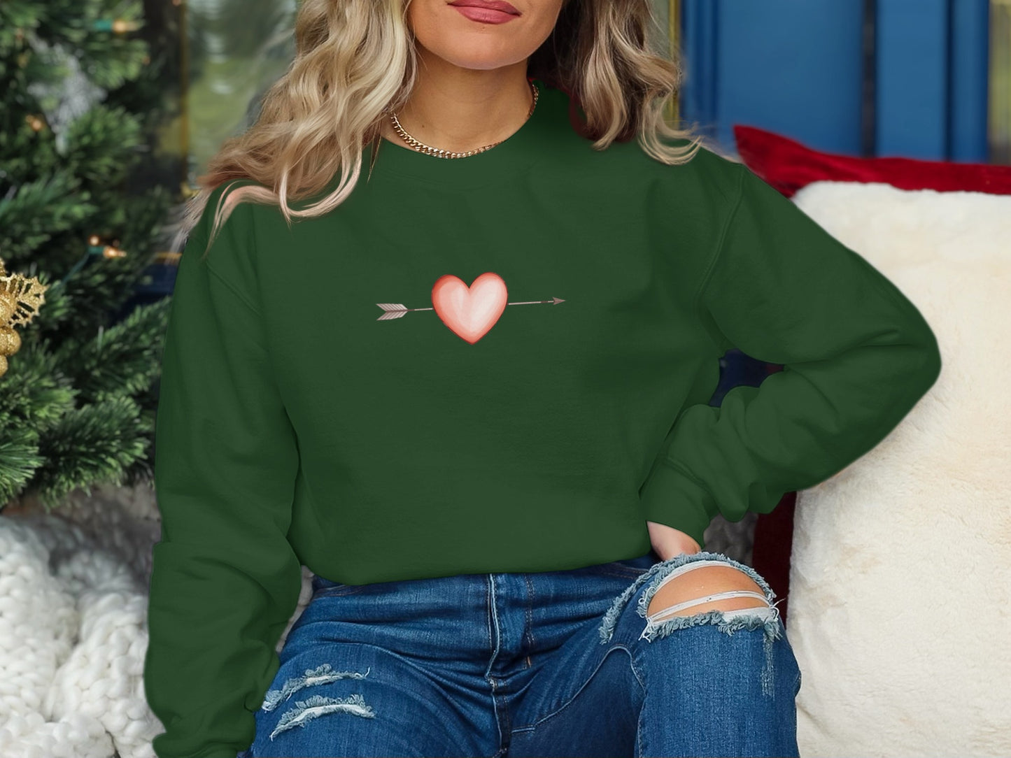 Cute Heart and Arrow Design Graphic Sweatshirt