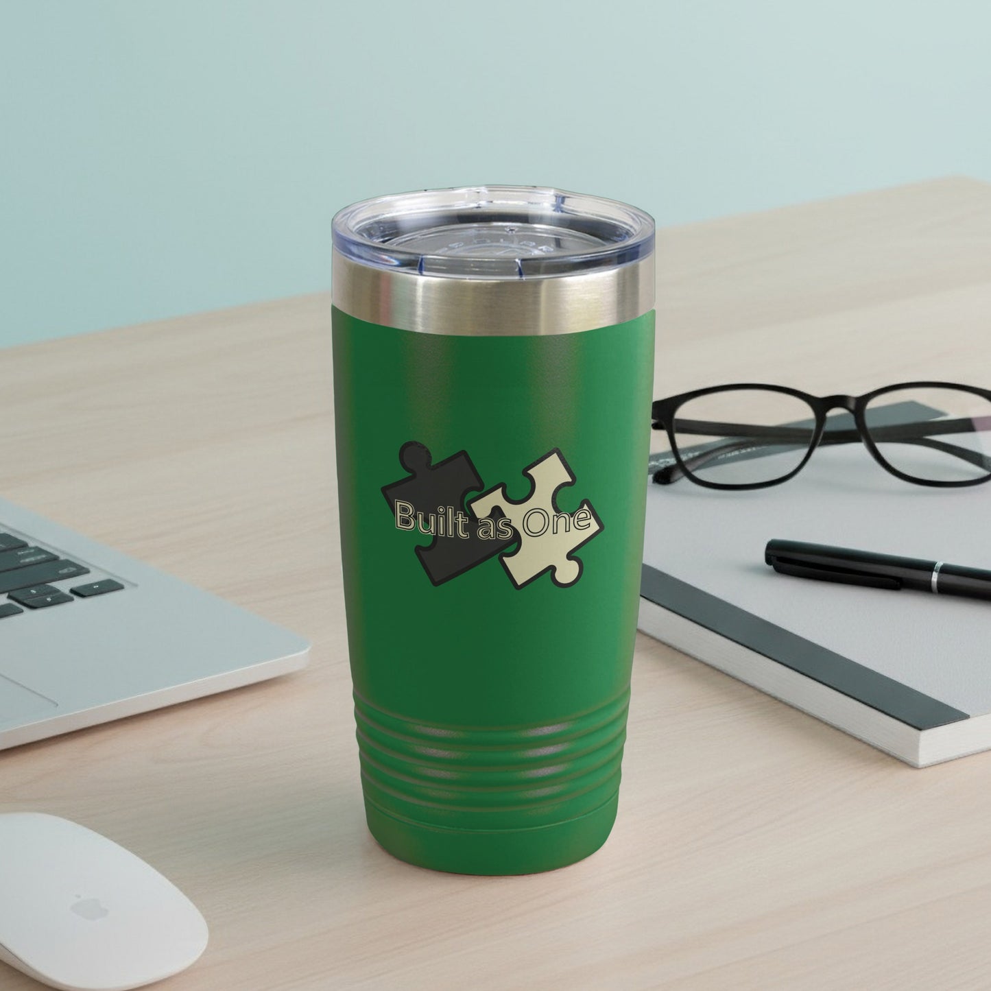 Built as One Green Puzzle Piece Travel Mug