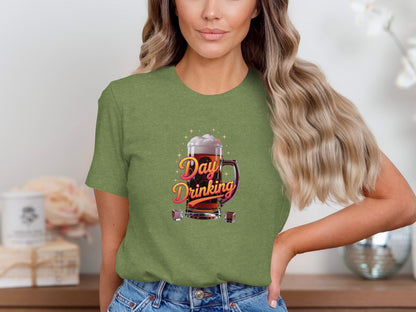 Day Drinking Graphic Tee for Casual Wear Retro Shirt