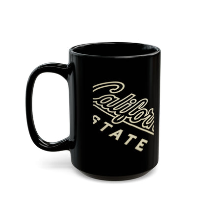 Black mug with "California State" text and logo.