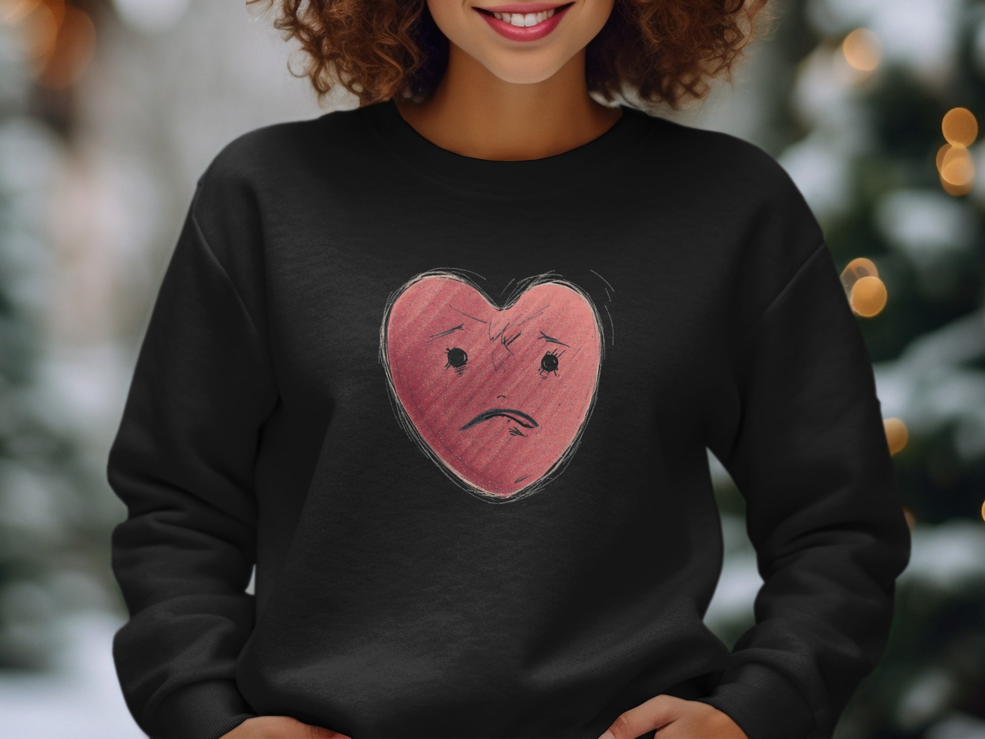 Heart Graphic with Sad Face Design Apparel