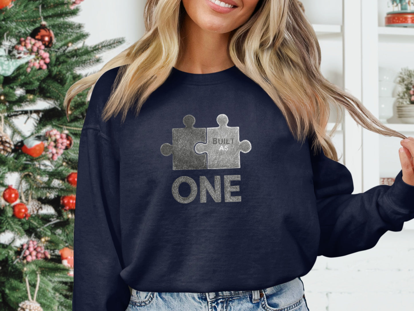 Built As One Puzzle Piece Graphic Sweatshirt