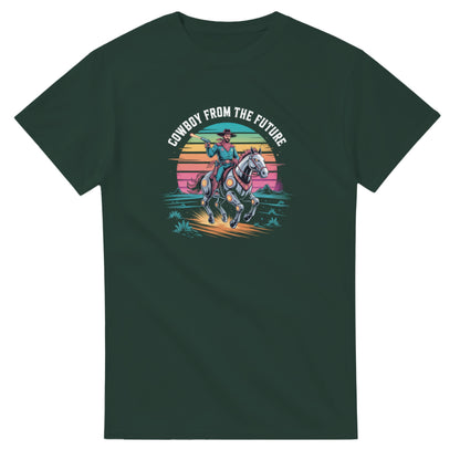 Retro-Futuristic Cowboy graphic design on a Heavyweight T-shirt