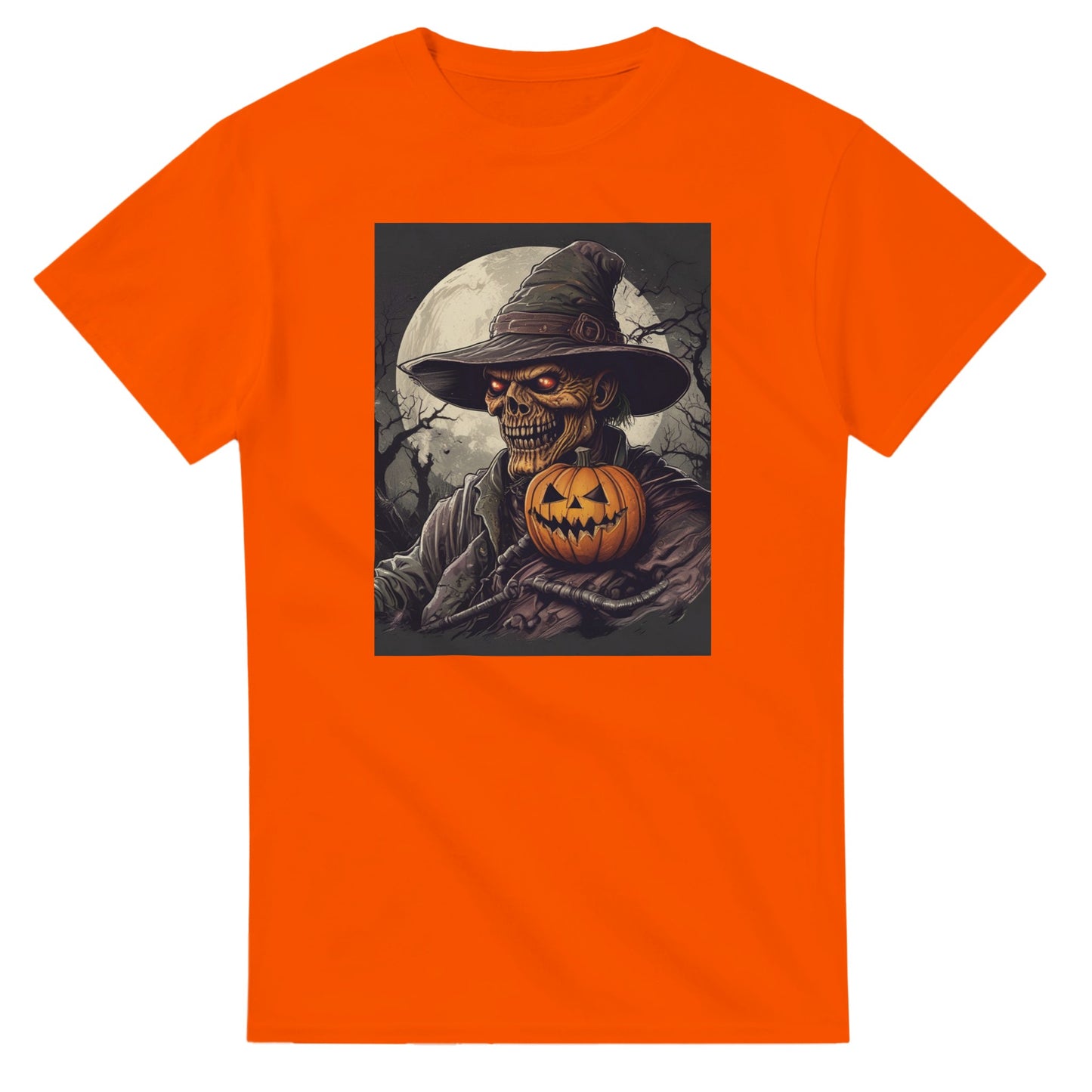 Pumpkin & Glowing Eyes on a Heavyweight T-shirt