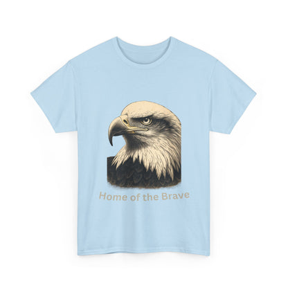 Engraved Eagle - Home of the Brave - text on the bottom of a Heavyweight T-shirt