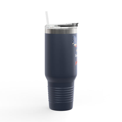 Locked & Loaded Patriotic Eagle on a 40oz tumbler