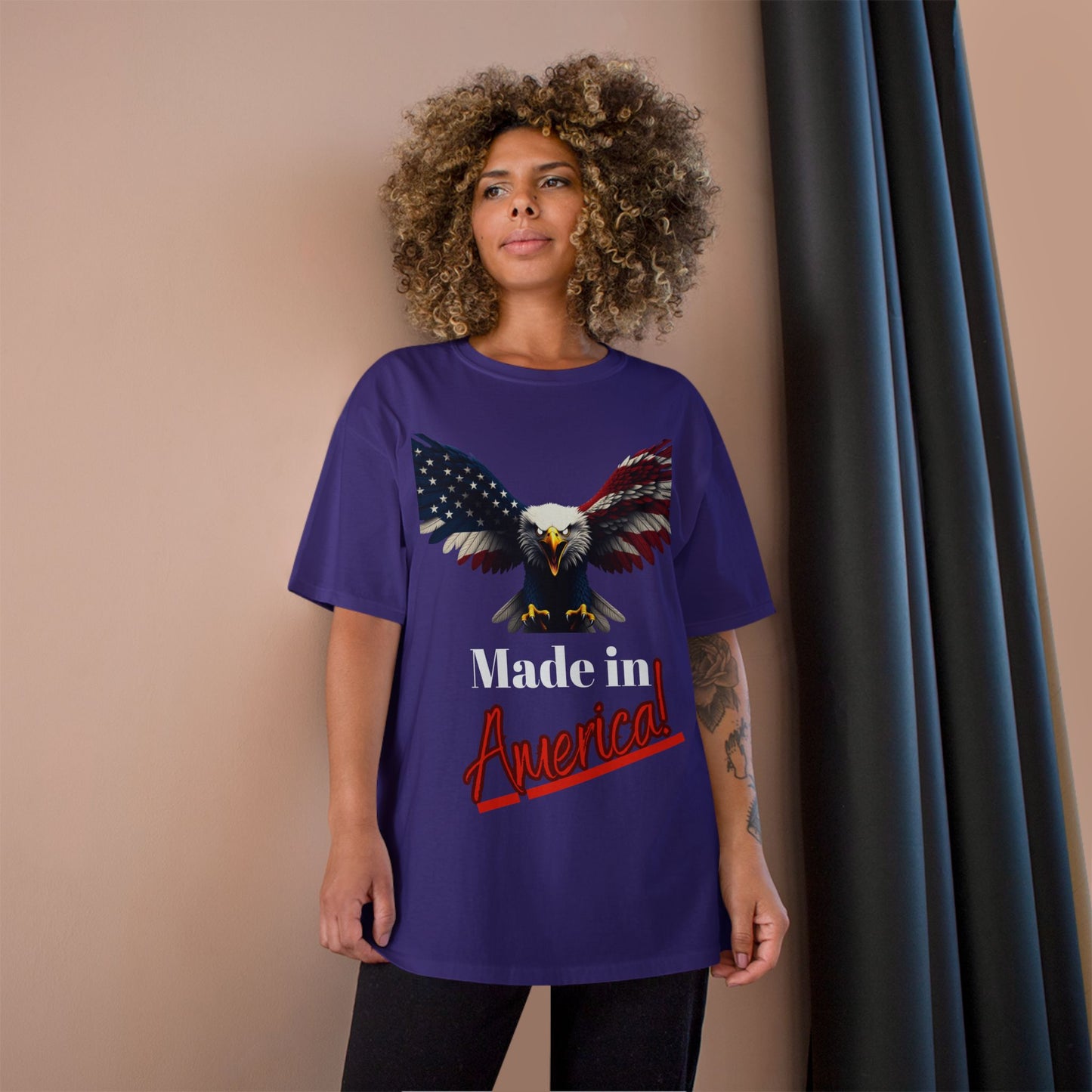 Made In America Patriotic Eagle on a Champion T-shirt