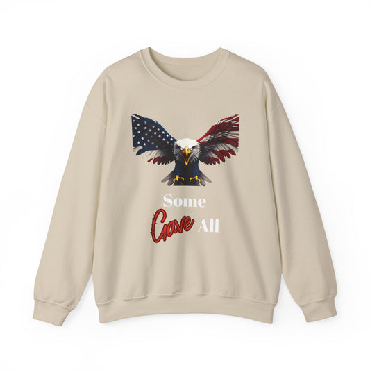 Some Gave All Patriotic Eagle text on a Crewneck Sweatshirt