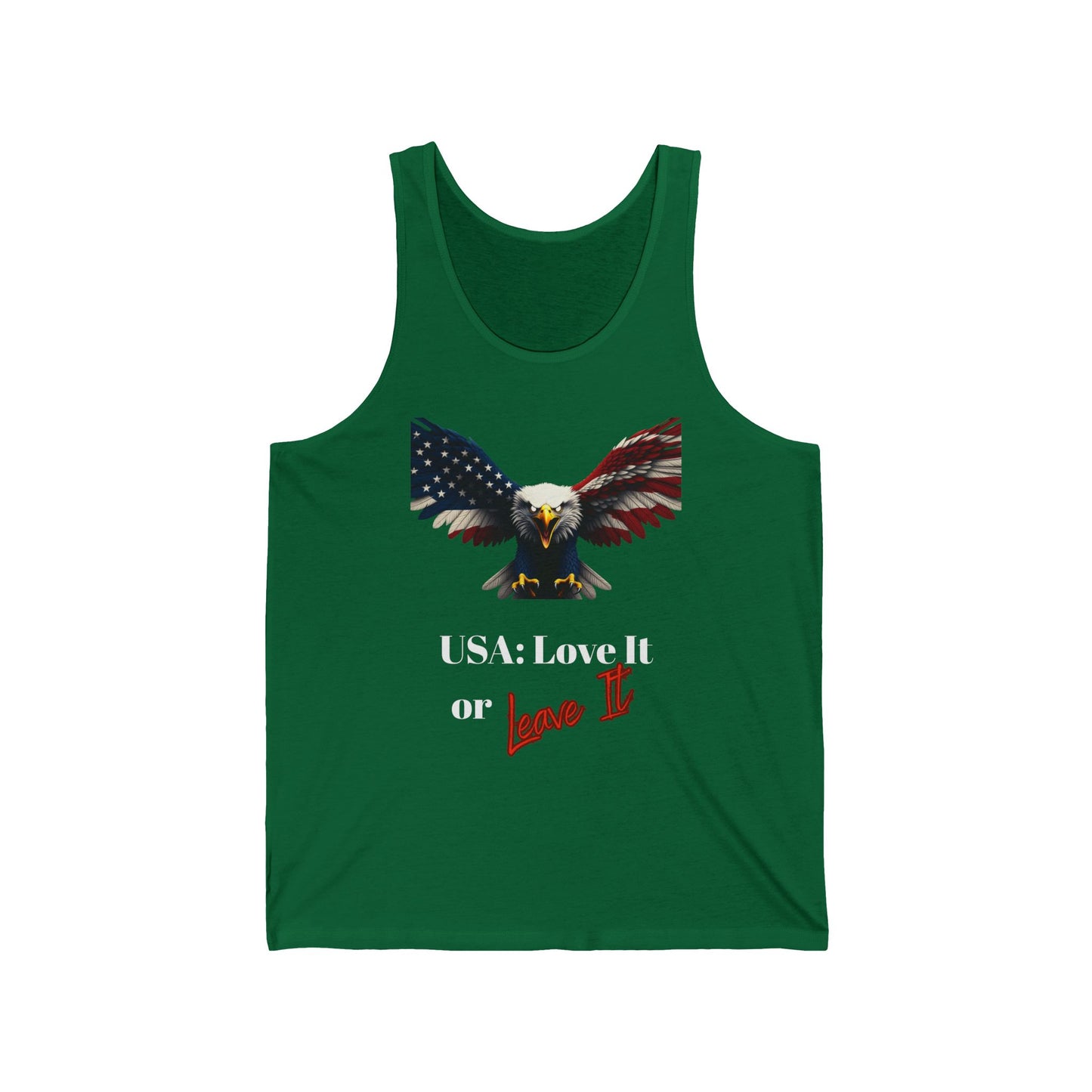 USA Love It Or Leave It Patriotic Eagle on a Premium Tank Top