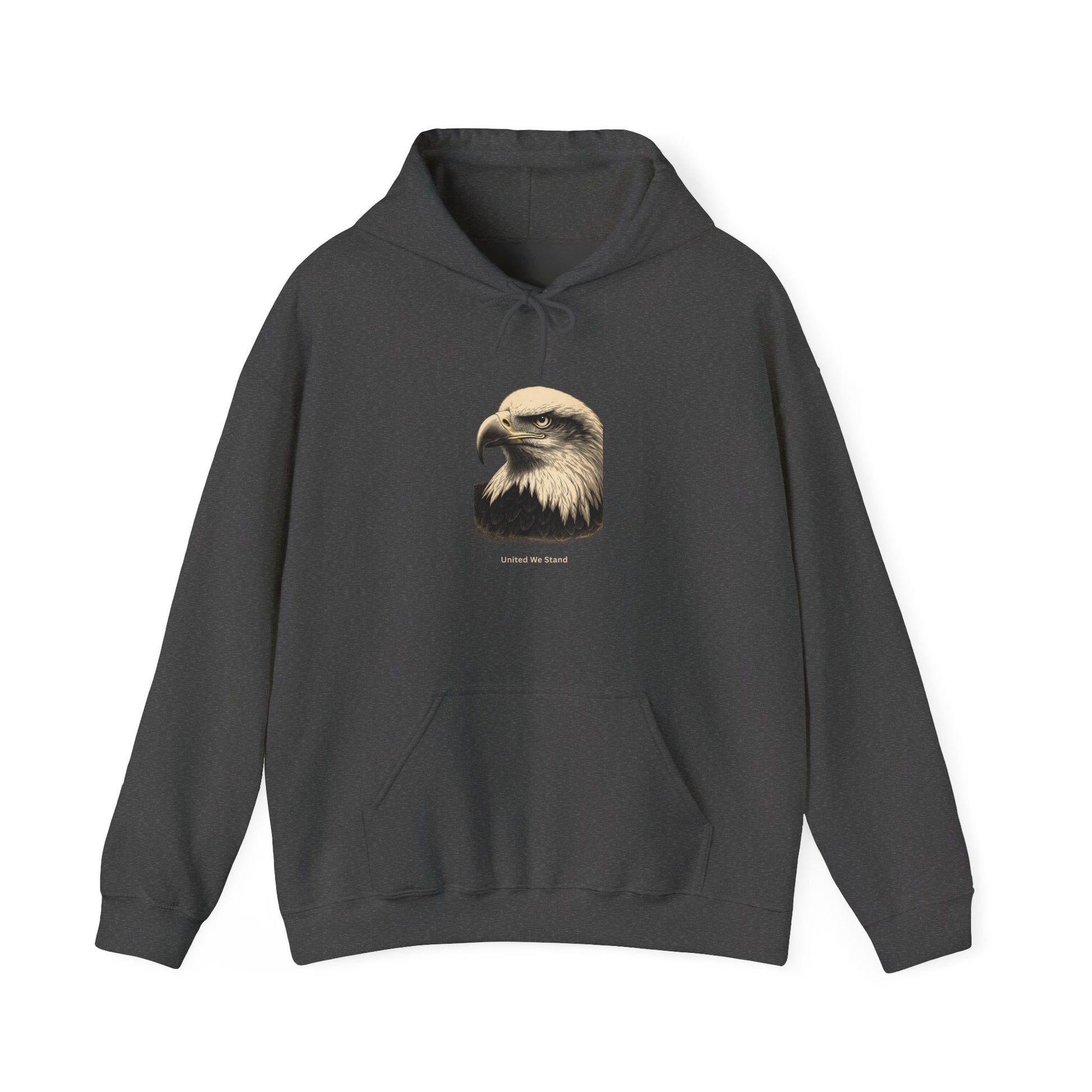 United We Stand smaller text below an eagle head on a Pullover Hoodie