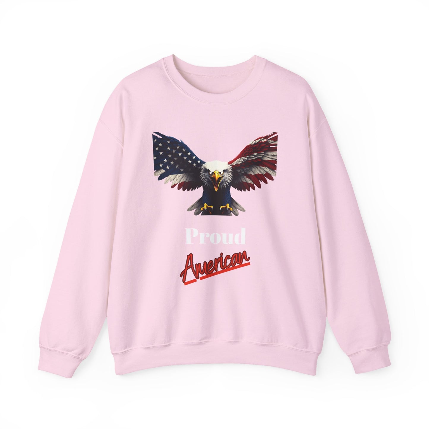 Proud American Patriotic Eagle text on a Crewneck Sweatshirt