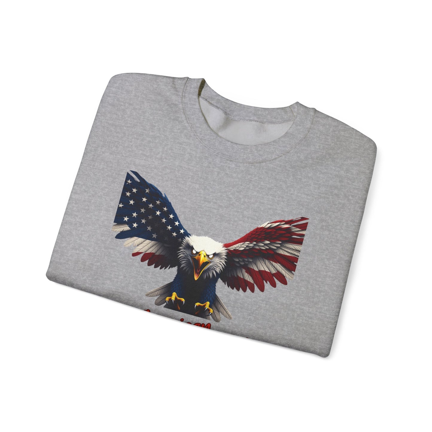 American By Birth Patriot By Choice Patriotic Eagle text on a Crewneck Sweatshirt