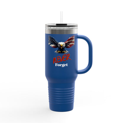 Never Forget Patriotic Eagle on a 40oz tumbler