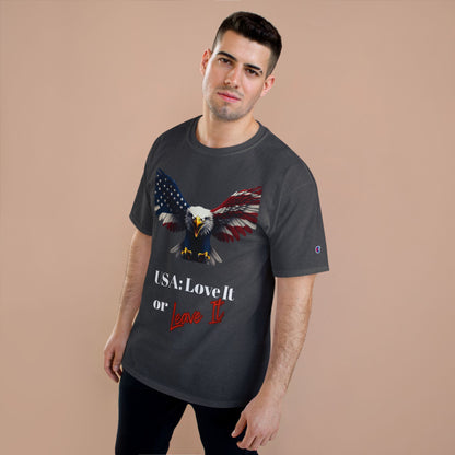 USA Love It Or Leave It Patriotic Eagle on a Champion T-shirt