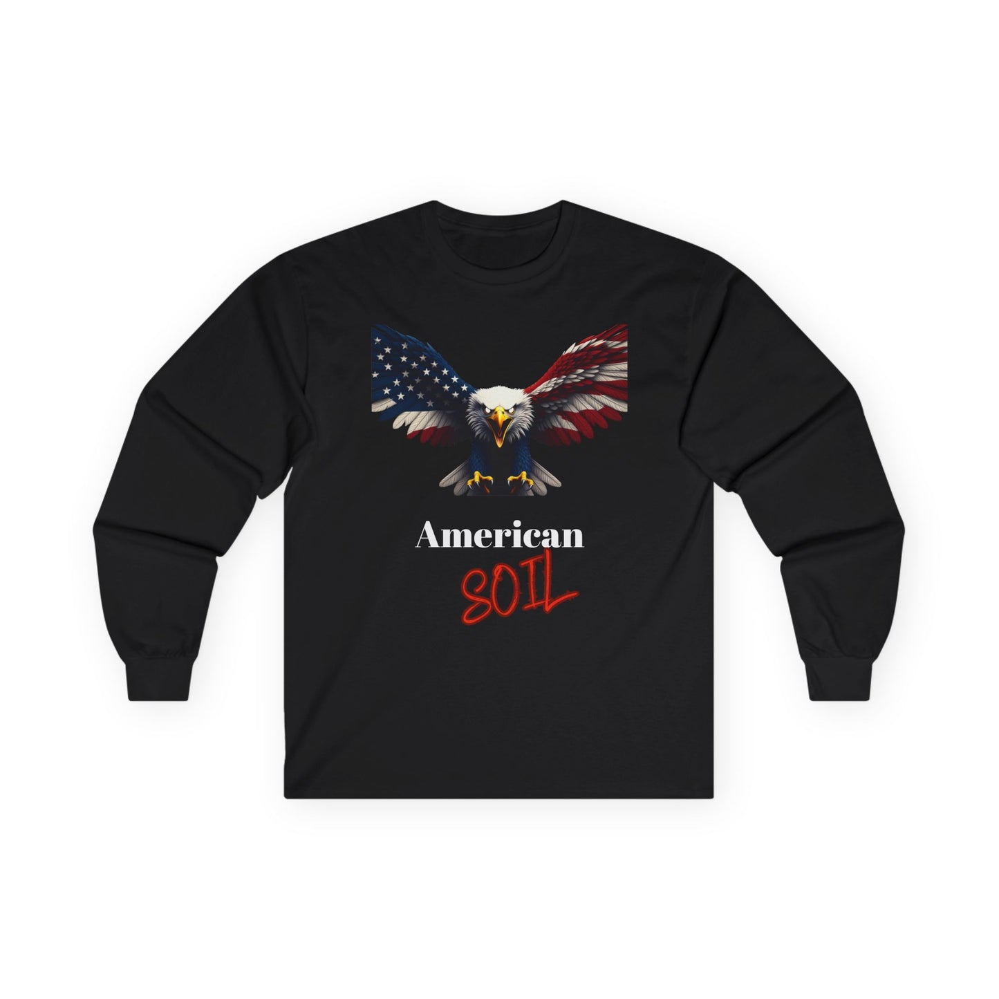American Soil Patriotic Eagle on a long sleeve tee