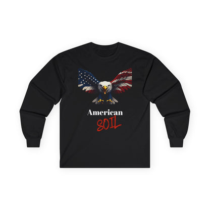 American Soil Patriotic Eagle on a long sleeve tee