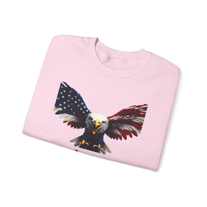 Red White & Badass Patriotic Eagle text on a Crewneck Sweatshirt