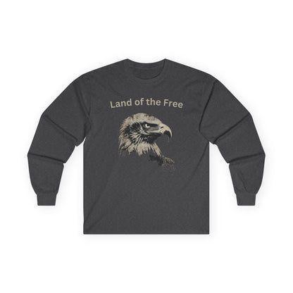 Land of the Free text on a Long-Sleeve Tee