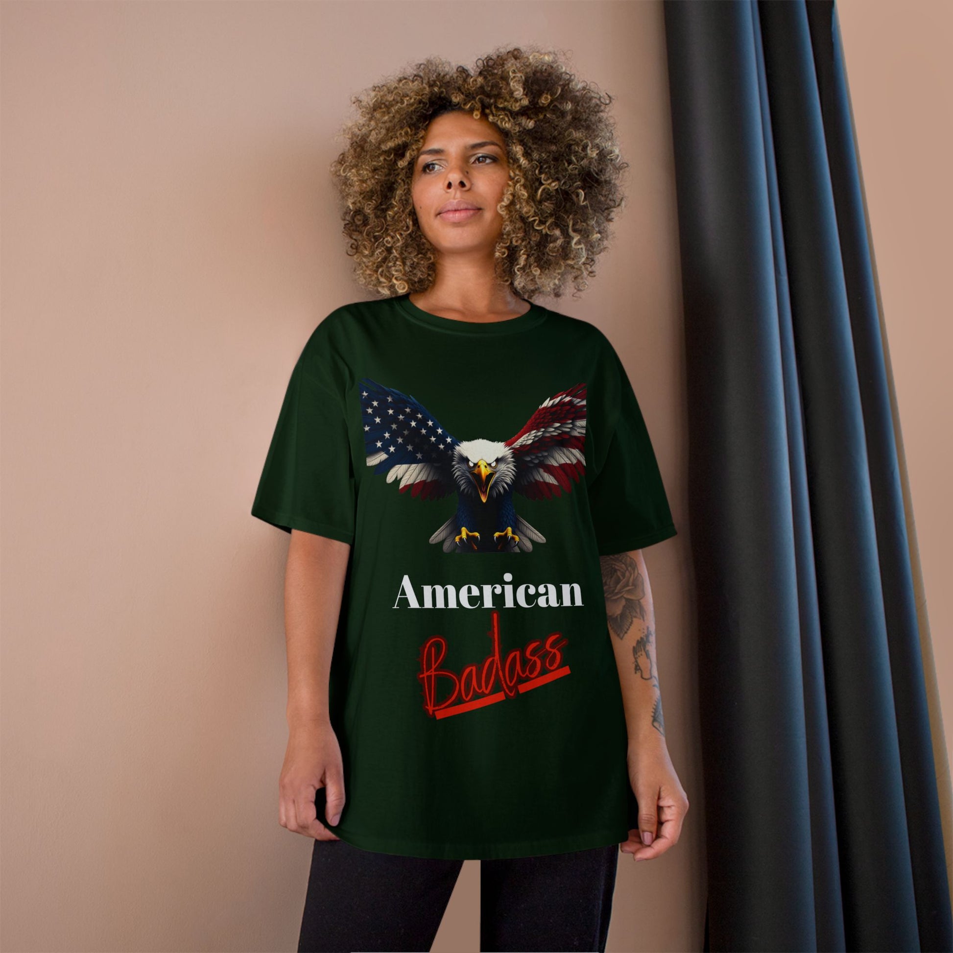American Badass Patriotic Eagle on a Champion T-shirt