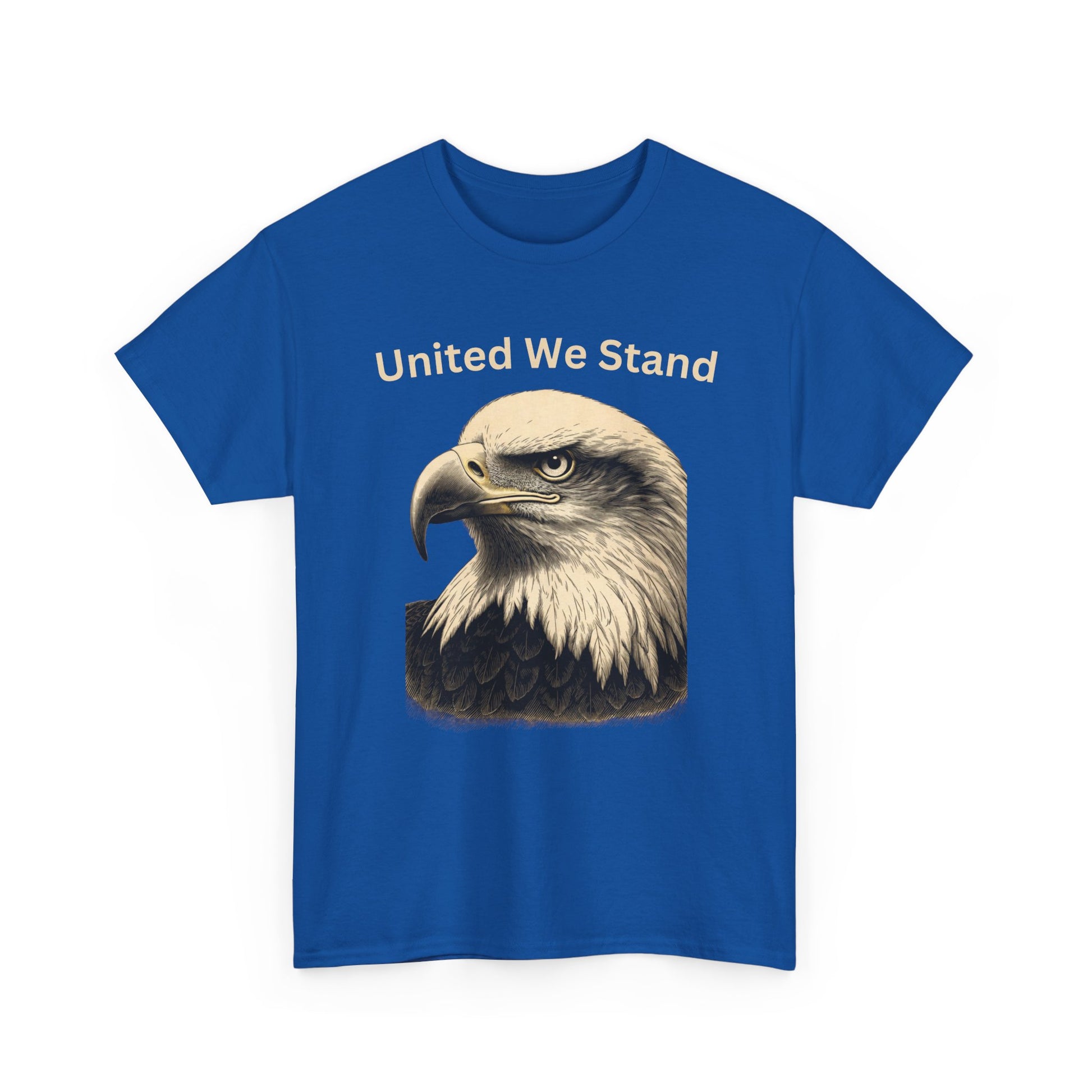 Engraved Eagle - United We Stand - text on the top of a Heavyweight T-shirt