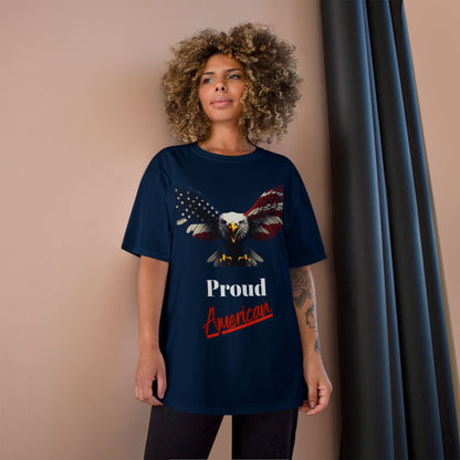 Proud American Patriotic Eagle on a Champion T-shirt