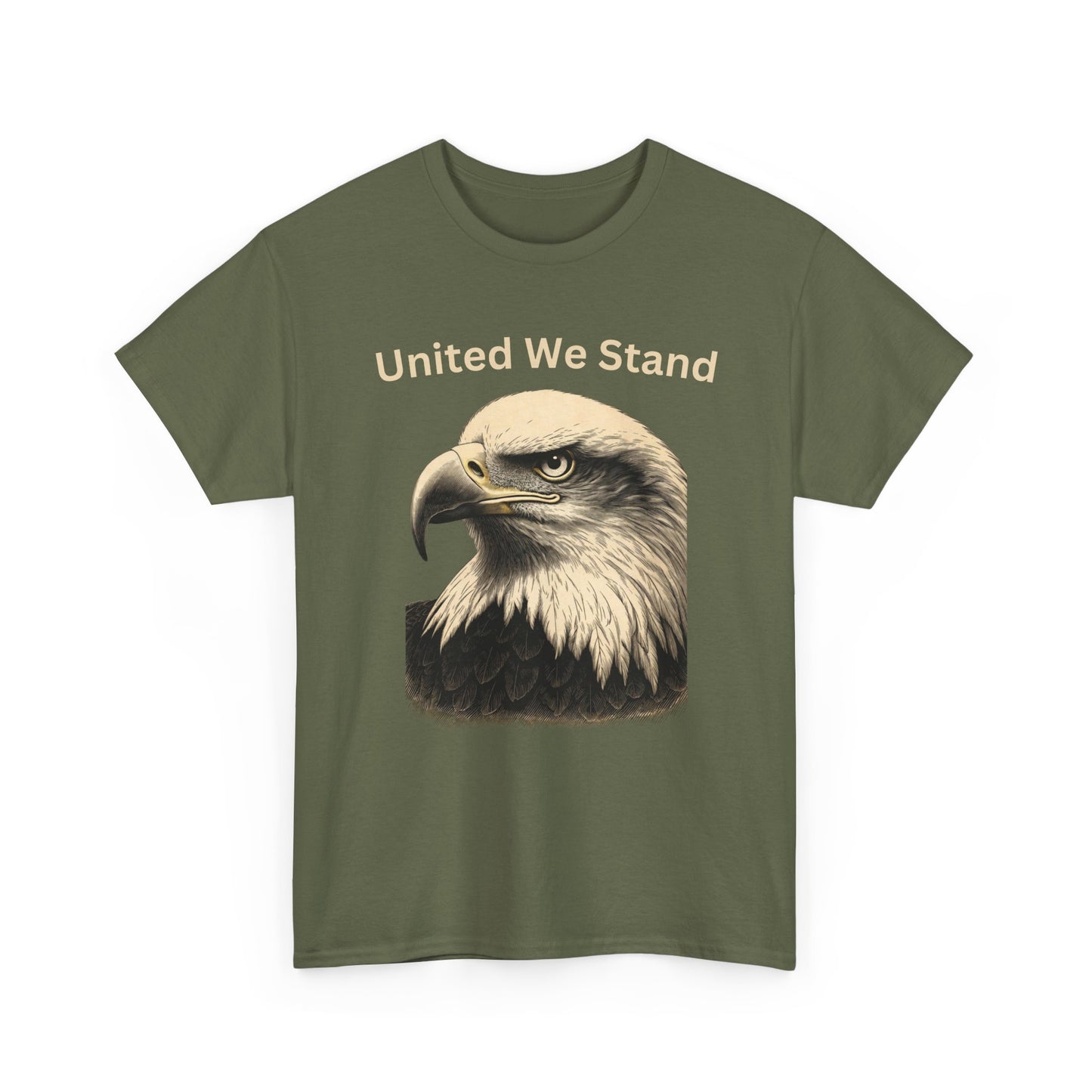 Engraved Eagle - United We Stand - text on the top of a Heavyweight T-shirt