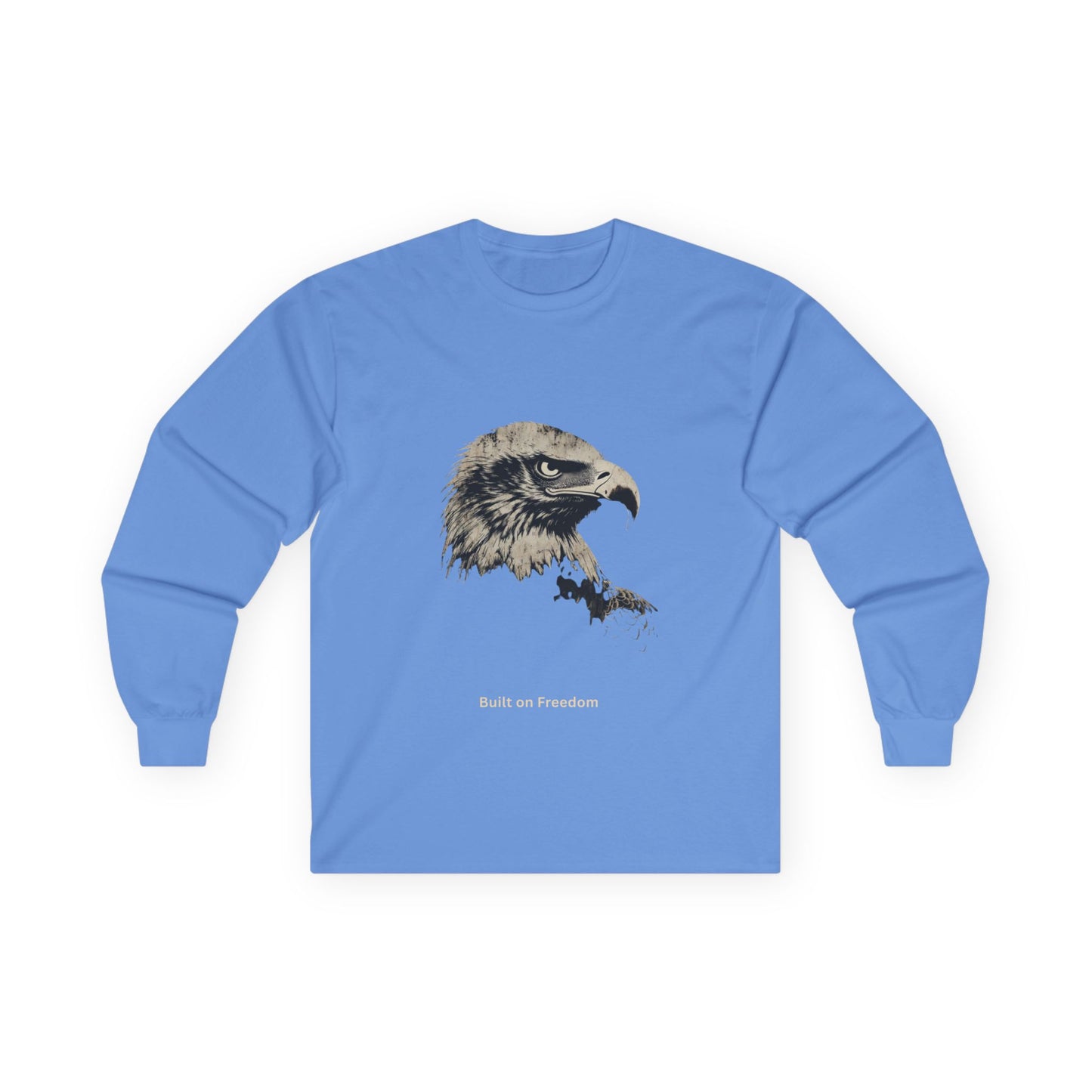 Built of Freedom text on a Long-Sleeve Tee