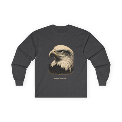 An Engraved Eagle head on a long sleeve T-shirt