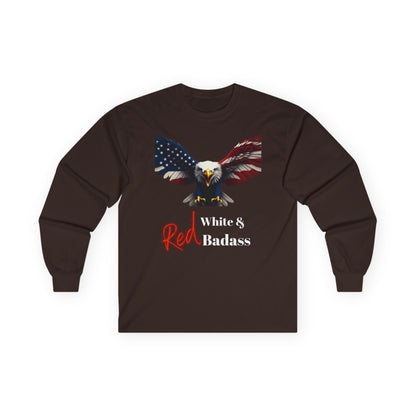 Red White & Badass Patriotic Eagle on a long sleeve tee