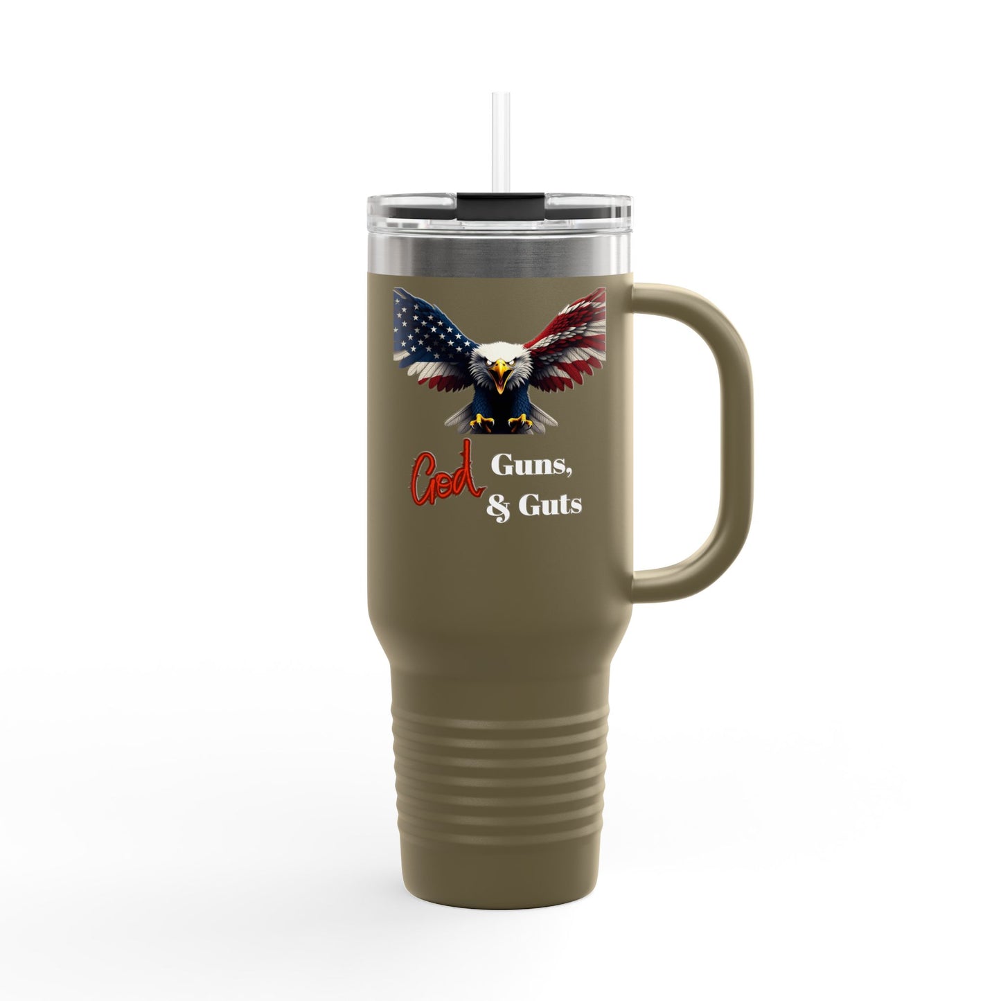 God Guns & Guts Patriotic Eagle – 40oz Insulated Travel Mug