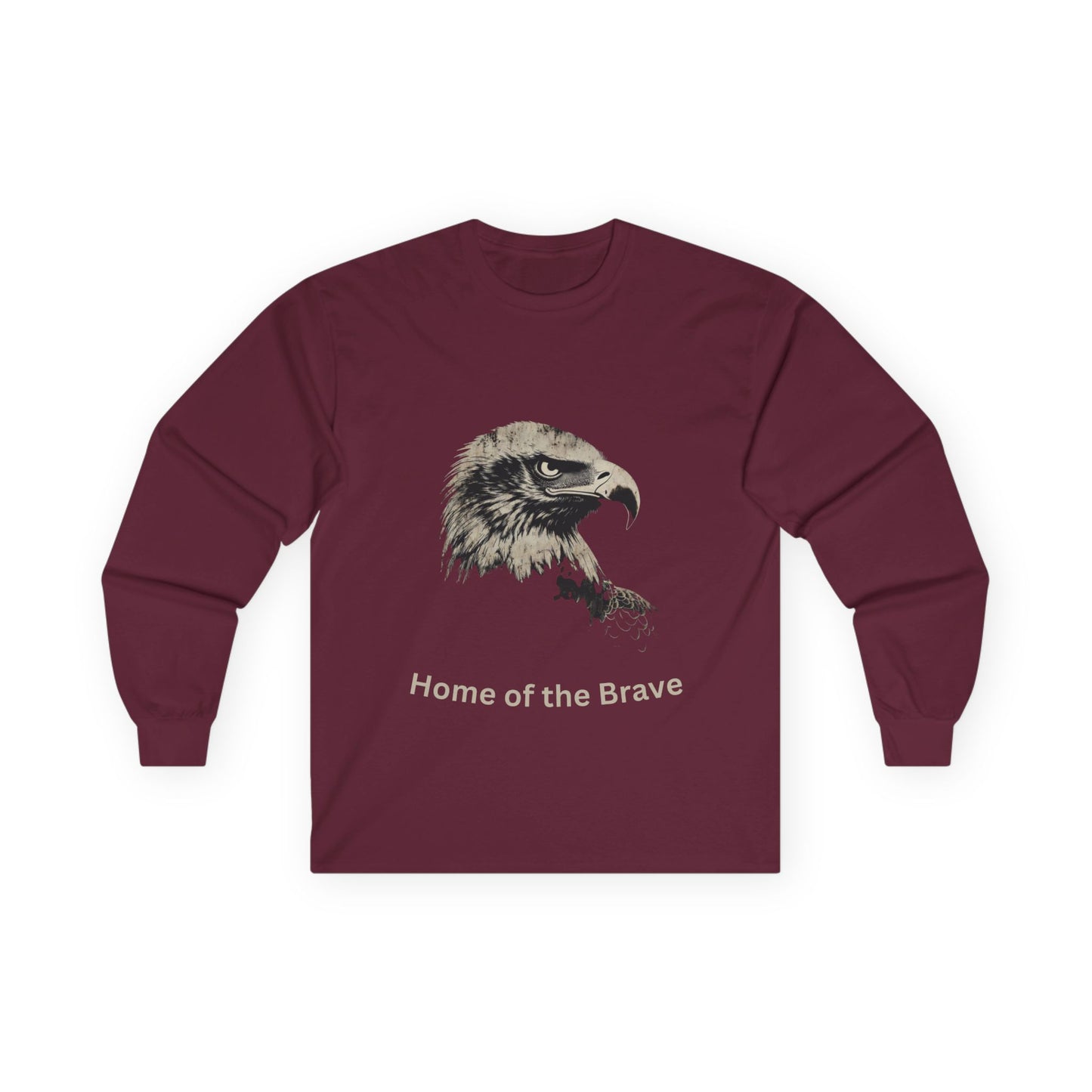 Home of the Brave text on a Long-Sleeve Tee