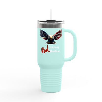 Red White & Badass Patriotic Eagle on a 40oz tumbler