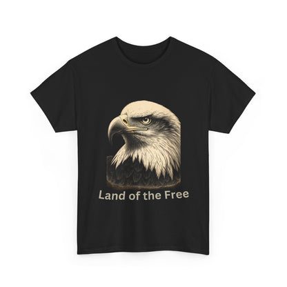 Engraved Eagle - Land of the Free - text on the bottom of a Heavyweight T-shirt