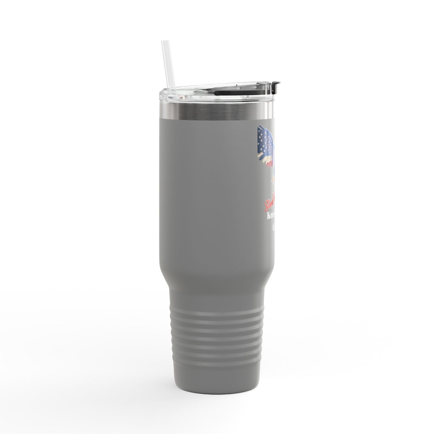 Stand For The Flag Kneel For The Cross Patriotic Eagle on a 40oz Insulated Travel Mug
