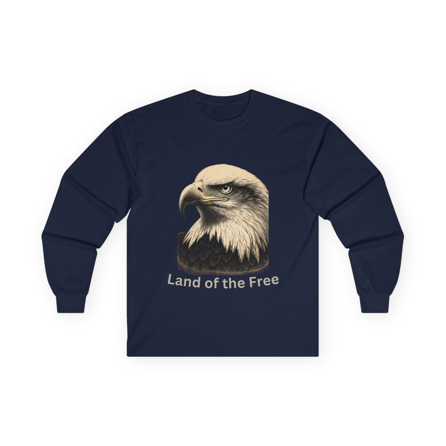 Land of the Free text on a Long-Sleeve Tee