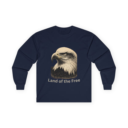 Land of the Free text on a Long-Sleeve Tee